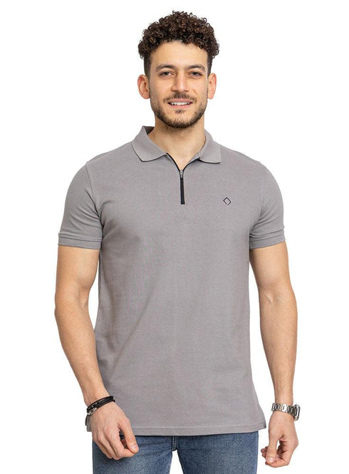 Forest Grey Zipper Polo - Khotwh